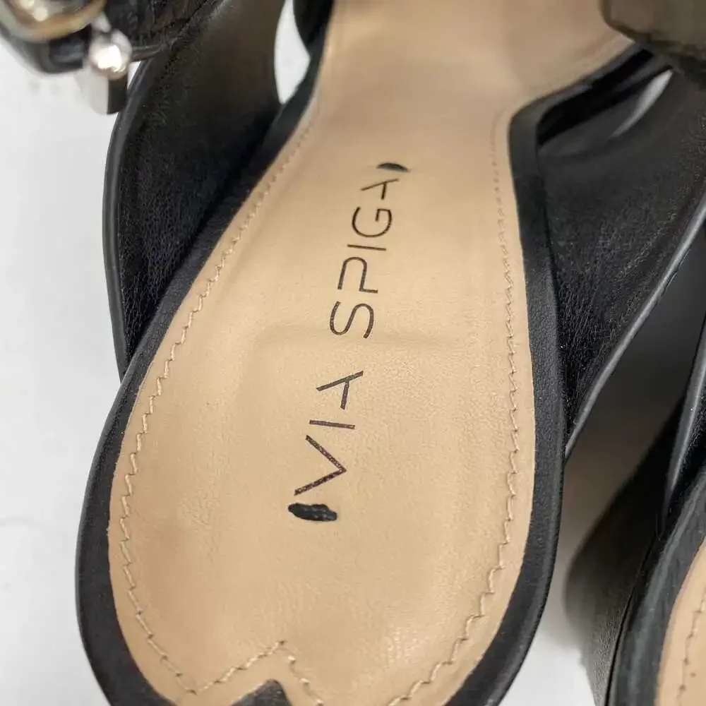 Via Spiga Black Leather Wedges | Size 8 - Ultra-High Heel Style